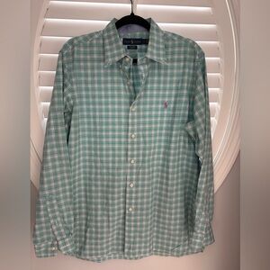Ralph Lauren green plaid long sleeve cotton button down size large